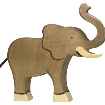 Animales HOLZTIGER Elefante con la trompa levantada